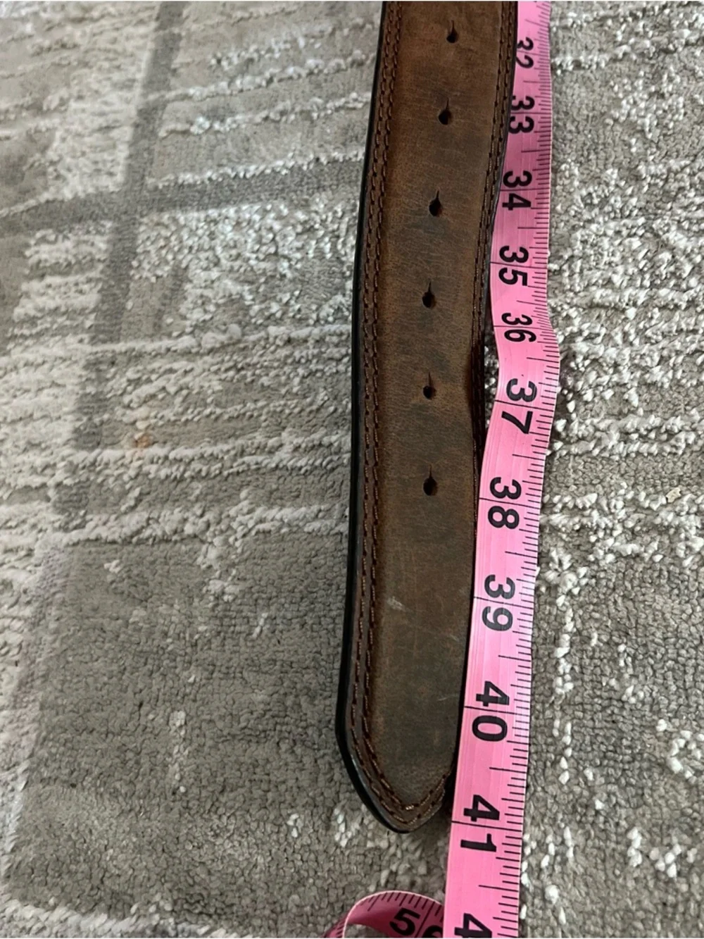 Genuine Brown Leather Western Belt Size 36 No Buckle